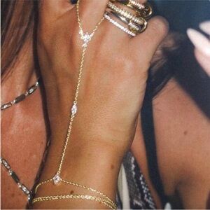 New! Gold Rhinestone Hand Chain (3027) NWOT